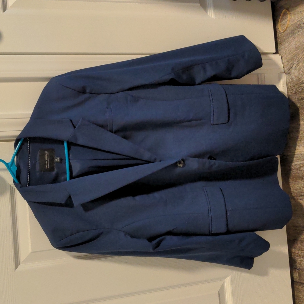 Banana Republic Long and Lean Blazer Blue SIze 16 washable wool